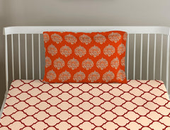 Cotton Printed Single Flat Bedsheet With 1 Pillow Cover - 60 X 100 Inches, Clay Red & Beige | Breathable & Skin Friendly Bedsheet | Ideal For Year Round Use