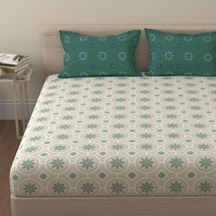 Bedsheet For King Size With 2 Pillow Cover - 108 X 108 Inches, Dark Green | Suitable For All Weather Season - 4 Pcs Bedding Set