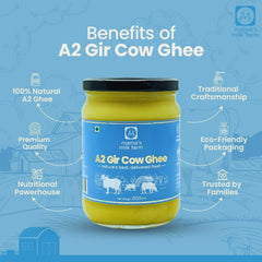 Pure Premium A2 Gir Cow Ghee By Mama'S Milk Farm | High In Protein Fiber Healthy Desi Ghee Good For Halwa & Cookies Frying | (500ml) 16.9 Ounce | Jar Pack