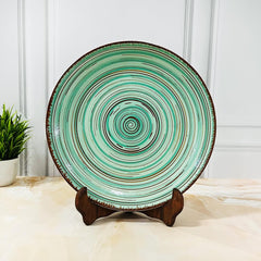 Iris Turquoise Ceramic Dinner Plates Set Of 6 - 10 Inches, 6 Pieces | Hand Painted Full Ceramic Plates For Dinner - Microwave Safe & Dishwasher Safe