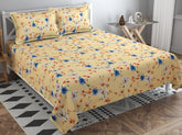 100% Cotton Double Bed Bedsheet Set With 2 Matching Pillow Covers | 90 X 90 Inches, Beige - Ideal For Villas, Guest Houses, & Daily Home Use Double Bedsheet