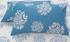 1 Single Bedsheet With 1 Pillow Cover | Durable & Long Lasting Fabric, Easy Hand & Machine Wash | Size - 55 X 88 Inches, White & Blue
