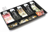 Cash Money Tray 5 Bill 4 Coin Drawer Tray Storage Case With Metal Clip, 40 X 24.4 X 3.5 Cm, Colour - Black, Material - Plastic