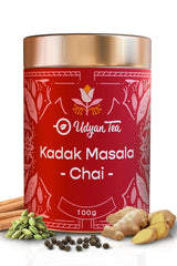 Udyan Tea Kadak Masala Chai - 100gm, 3.5 Ounce | Premium Blend With Fresh Tea Leaves & Real Spices - Authentic Indian Masala Chai Latte | High Caffeine Loose Leaves