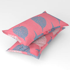 100% Cotton Double Bedsheets With 2 Pillow Covers - 72 X 78 +10 Inches, Pink & Grey | All Around Elastic 160 TC Super Soft Breathable & Wrinkle Free