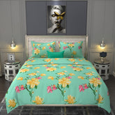 Glace Cotton Double Bedsheet For King Size With 2 Pillow Covers - 108 X 108 Inches, Sea Green | Long-Lasting & Durable | All-Season Comfort