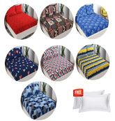 Combo 7 Double Bedsheet With 14 Pillow Covers - 85 X 86 Inches, Multicolor | Fade Resistant & Durable Breathable & Wrinkle Free Bed Sheet