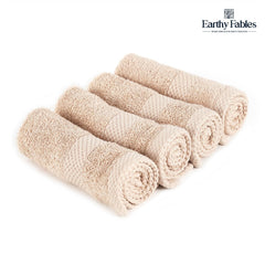 Earthy Fables Premium Face Towels 800 Gsm | Ultra Soft, Quick Dry & Highly Absorbent, For Gym, Travel & Acne-Prone Skin | Set Of 4 (Beige)