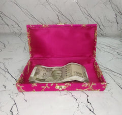 Decorative & Attractive Box Cash Box, Shagun Box, Jewellery Box, Money Box Envelop Wedding, Gift Box, Bangel Box With Embroidery Design Pack Of 1, Colour - Pink
