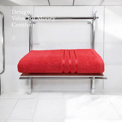 100% Cotton Bath Towel 450 Gsm | Large Size Soft & Absorbent Sport & Beach Bath Towel (Tomato Red)