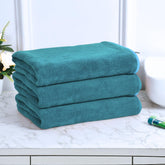 Black Gold The Finer Touch Premium Microfiber Bath Towels 1200 Gsm | Lightweight Ultra-Soft Fade Resistant (Peacock Green) - 3 Pcs
