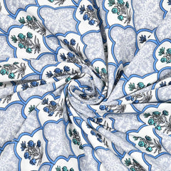 Cotton King Size Bedsheet With 2 Matching Pillow Covers - 90 X 108 Inches, Blue & White | Designer Printed Bedsheet Set - Naturally Soft, Breathable, & Skin-Friendly