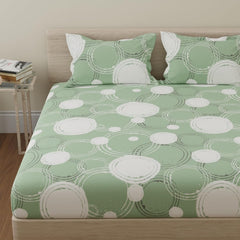 1 King Bedsheet With 2 Pillow Covers - 108 X 108 Inches, Green | Beautiful Print & Luxury Look Bedsheet | Cotton Bedsheet Is Naturally Comfortable