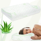 Aloevera Memory Foam Pillow For Neck & Shoulder Pain, White Color, Standard Size | Orthopedic Contour Pillow For Sleeping & Spinal Alignment | Ergonomic Support, Removable Cover - Pack Of 1