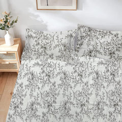 Print Single Bedsheet With 2 Pillow Covers - 60 X 90 Inches, ?Grey & Black | Comfortable & Durable Sheet | Perfect For All-Year-Round Comfort