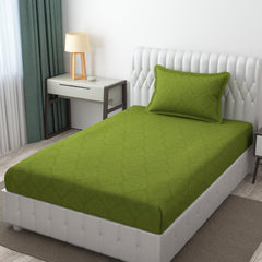 Soft Microfiber Single Bedsheet With 1 Pillow Covers - 60 X 90 Inches, Maximum Green | Wrinkle Free Design & Easy To Wash | Refreshing Your Bedroom Look