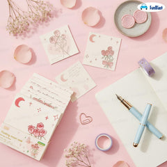 Morning & Rose Sticky Notes –200 Sheets Kawaii Memo Pads | Notes For Study (Floating Moon Rose)