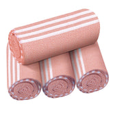 Destin Home Turkish Peshtemal Beach Towels 1.5 Kg | Cotton Soft, Lightweight, Quick-Drying & Absorbent For Beach Pool Spa Picnic Travel (Peach)- Set Of 4