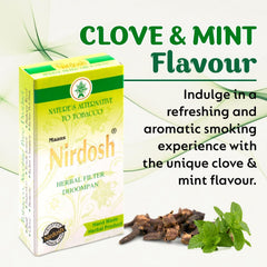 Clove Mint Flavored Herbal Filter Dhoompan Sticks - Pack Of 2X 10 Pcs Herbal Cigarette | Bidi Sticks Rolled In Tendu Leaves, Non-Addictive Sticks - Tobacco Free & Nicotine Free