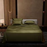 1 Flat Bedsheet King Size With 4 Pillow Cover - 108 X 108 Inches, Olive | Wedding, Bedroom, Date Night Collection | 300 Thread Count