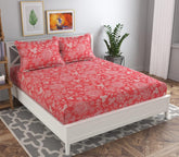 Printed Double Bedsheet King Size Set With 2 Pillow Covers - 90 X 90 Inches, Pink | Lightweight & Breathable, For Bedroom & Gifting Double Bedsheet