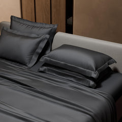 1 Flat Bedsheet King Size With 4 Pillow Cover - 108 X 108 Inches, Dark Grey | Wedding, Bedroom, Date Night Collection | 300 Thread Count
