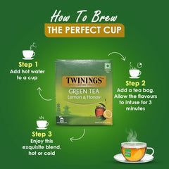 Twinings Lemon & Honey Green Tea - 20gm, 0.7 Ounce, 10 Enveloped Tea Bags | Good Source Of Hydration, Rich In Antioxidants - Caffeine Free Green Tea
