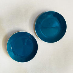 Retro Green Hand Painted Ceramic Quarter Plates Set Of 2 | Small Side Plates For Dinner & Snacks - 7 Inch, 2 Pieces, Microwave Safe