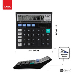 Saya Check And Correct Basic Desktop Calculator For Office & School Supplies | Ergonomic Design With Large Display | Dual Power | 1 Year Warranty | Best For Accounting, Business, Daily Use