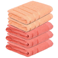 Kuber Industries Face Towel 1000 Gsm | Towels For Daily Use Workout Hand Towel | Lining Design | Pack Of 5 (Orange & Peach)