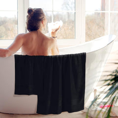 Boutiquo 100% Cotton 2 Bath, 2 Hand & 2 Face Towels 1800 Gsm | Eco-Friendly Towels For Men & Women Ultra Soft & Highly Absorbent - Black (Set Of 6)