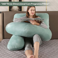 Pregnancy Pillow, Full Body Maternity Pillow For Sleeping, Velvet Light Green | For Back, Hips, Legs, Belly For Pregnant Women | Removable, Washable Cover, Comfortable & Soft Pillow