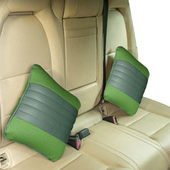 Memory Foam Square Cushion Insert Pillow Filler, Green - 13 X 13 Inch | For Back Support & Back Pain Relief With Leather Outer Cover | Portable, Removable Cover, Long Lasting - Set Of 2