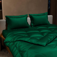 Comforter Set With Double Bedsheet & Pillow Covers - 90 X 100 Inches, Emerald Green | Complete Bedding Set, Ideal Gifts For Couples, Bedroom Home Furnishing, Date Night