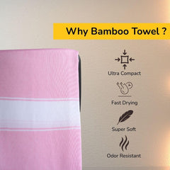 Aero Weav Ultra Lightweight Bamboo Bath Towel 200gsm | Compact, Portable & Less Than Skin-Friendly & Eco-Friendly Travel Towel (Lavender Lily & Baby Pink)- Pack Of 2