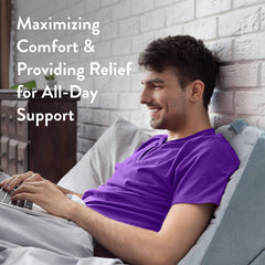 Orthopedic Bed Wedge Pillow, Adjustable Wedge Pillow, Grey - 24 X 22 X 10 Inch | Multi Purpose Use, For Acid Reflux, Gerd, Snoring, Heartburn, Post-Surgery, Foldable, Whole Body Pillow
