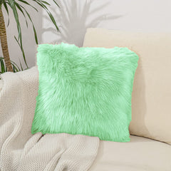 Small Fur Pillow, Cushions For Sofa - Baby Pink, Light Green, White & Black, Standard Size - 12 X 12 Inches | Soft Pillow, Washable, Easy To Clean - Pack Of 4 | Best Pillow - Model 2