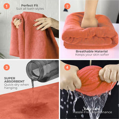 Black Gold The Finer Touch Premium Microfiber Bath Towels 1200 Gsm | Lightweight Ultra-Soft Fade Resistant (Peach) - 3 Pcs