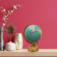 Antique World Globe 8 Inch With Wooden Base For Gifting, Kids & Student Learning, Decoration Showpiece, Office Table, Desktop & Home Decor, Detailed Map, Pack Of 1