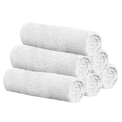 Kuber Industries Cotton Face Towel 400 Gsm Large Size | Multiuses Dot Printed Soft Cotton Face Towel (White)- Pack Of 6