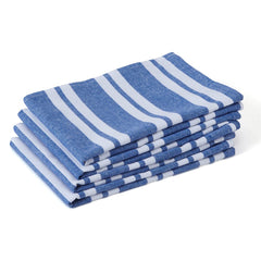 Encasa Xo Kitchen Cooking Cloth 340 Gsm | Cotton Hand Towel For Drying Dishes Highly Absorbent Cleaning & Quick Drying Of Plates | Franca Blue Stripes (Set Of 4)