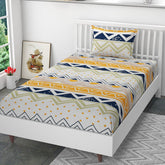 Cotton Printed 1 Single Bedsheet With 1 Large Size Pillow Covers - 60 X 90 Inches, Multicolor | 240 Thread Count - Light Weight, Suitable For All Seasons & Easy To Wash