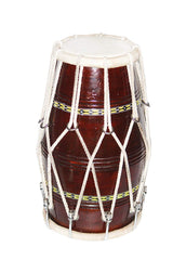 Mango Wood Rope, Nut & Bolt Fitting Dholak (Brown) With Safety Bag | Handle For Easy Carry Dholak - Goat Skin For Bast & Great Sound Quality