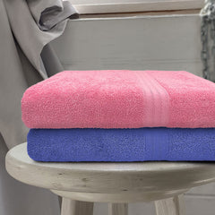 Sassoon Anatolia 100% Cotton Xl Bath Towel 1000 Gsm | Extra Soft, Quick Drying & Super Absorbent Bath Towel (Pink & Heaven) - 2 Piece