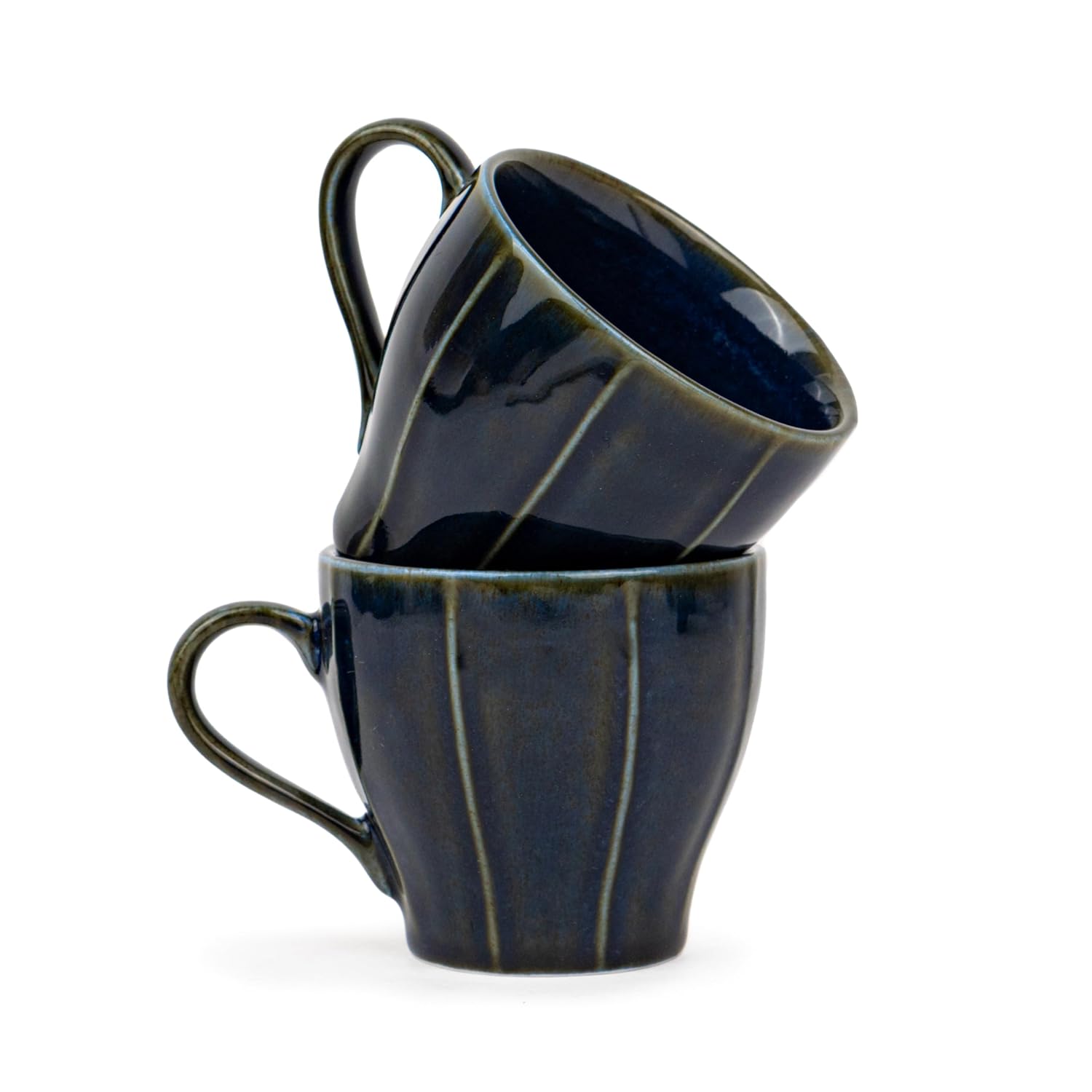 Ceramic Line Tea Cups Set Of 6 - Blue, 180ml Each | Tea Cup Set Of 6 - Premium Porcelain Tea Set | Ceramic Tea Cup With Glossy Finish - Small Cups For Tea | Line Tea Cup Only Ceramic Line Tea Cups Set Of 6 - Blue, 180ml Each | Tea Cup Set Of 6 - Premium Porcelain Tea Set | Ceramic Tea Cup With Glossy Finish - Small Cups For Tea | Line Tea Cup Only