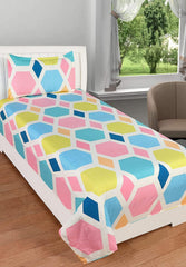 Flat Single Bedsheet With 1 Pillow Cover & Single Comforter - 60 X 90 Inches, Multicolor | Soft & Durable For Everyday Use - All Season Comfort