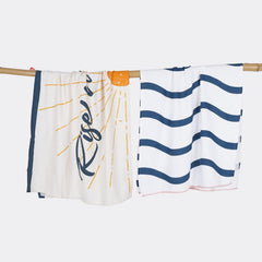 Thirsty Towel Bamboo Bath Towel 460 Gsm | Quick Dry Bath Towels Large Size For Men, Women & Kids ((Rise N'Shine, Twlight Wave)