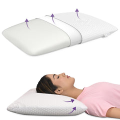 Memory Foam Pillow, Orthopedic Pillow For Sleeping, White, Thin Size - 4 Inch | With Removable Washable Jacquard Cover, Neck Support, Cooling, Hypoallergenic, Adjustable - Pack Of 1