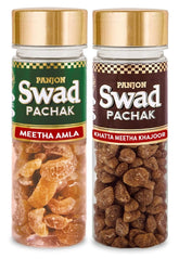 Panjon Swad Meetha Amla & Khatta Meetha Khajoor Pachak Mouth Fresheners 245gm, 2 Bottles