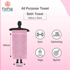 PatPug 100% Indian Ultra Soft Cotton Towel 380 Gsm | Highly Absorbent, Fade Resistant Large Bath Towel (Sweet Pink)